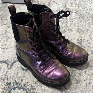 art class Iridescent Purple-Gold Combat Boots